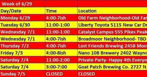 Weekly location schedule